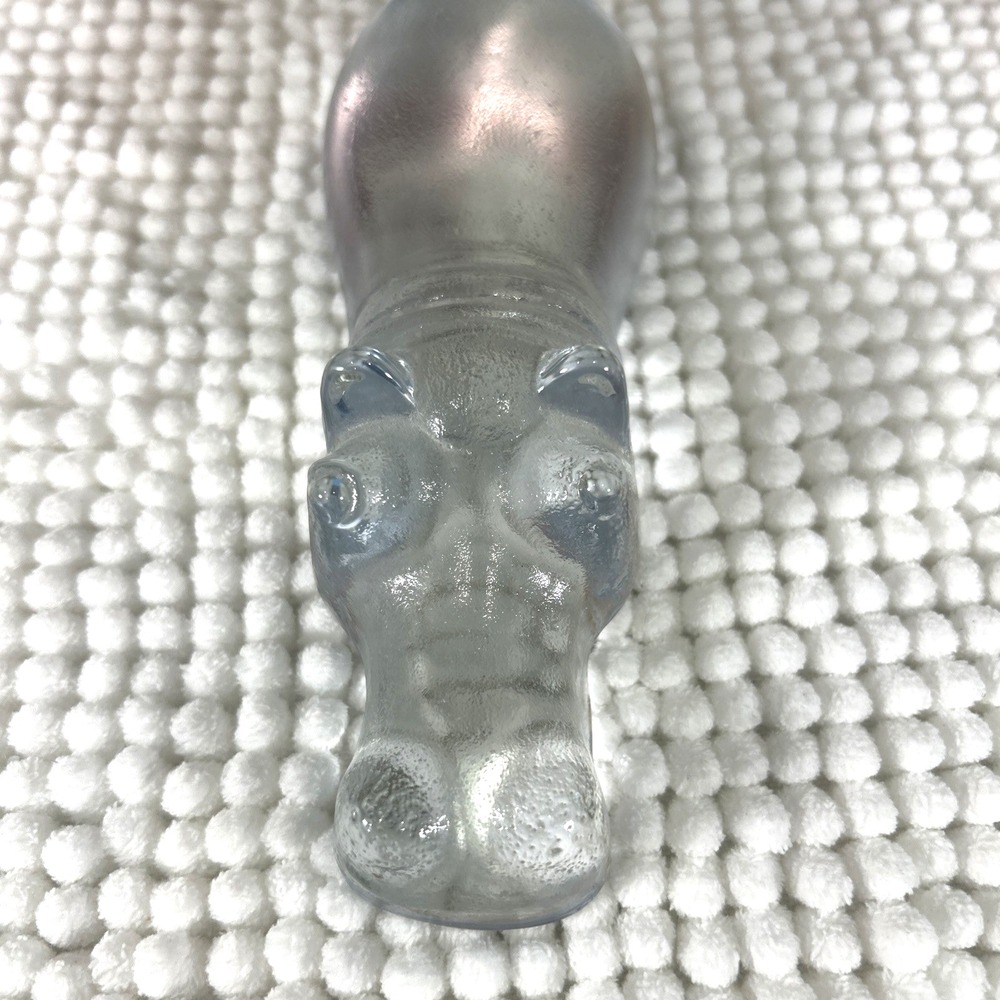 Vtg Kosta Boda Vallien Swimming Hippopotamus Art Glass Figurine Sweden Clear 7+"